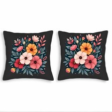 Set of 2 Decorative Throw Pillow Covers 18x18in - Vibrant Floral Design