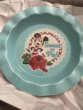 RARE Disney Minnie Mouse Retro "Sweet as Pie!" Ruffled Pie Plate Dish NEW