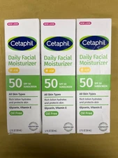 3 New Cetaphil Daily Facial Moisturizer AM SPF50 - 1.7oz Each Box Exp. 12/2026