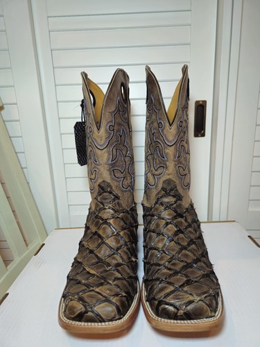Cody James Exotic Pirarucu Western Boots Broad Square Toe BBME-328 Men's Size 13 - Picture 2 of 9