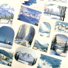 Winter Landscape Stickers Junk Journal Collage Scrapbooking