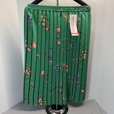 Alfred Dunner Petite Green Floral Pleated Skirt Size 8 NWT