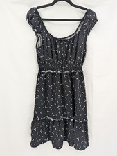 Wild Fable Dress Womens Large Black Floral Smocked Waist Ruffle Hem Sundress