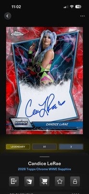 Topps WWE Slam 2026 Chrome Sapphire Red Blue Band Signature Candice LaRae /5