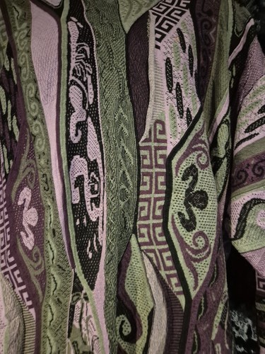 Bergatti XL Coogi Style Sweatshirt Purple Vintage Heavy Knit Hip Hop Style Y2k - Picture 12 of 24