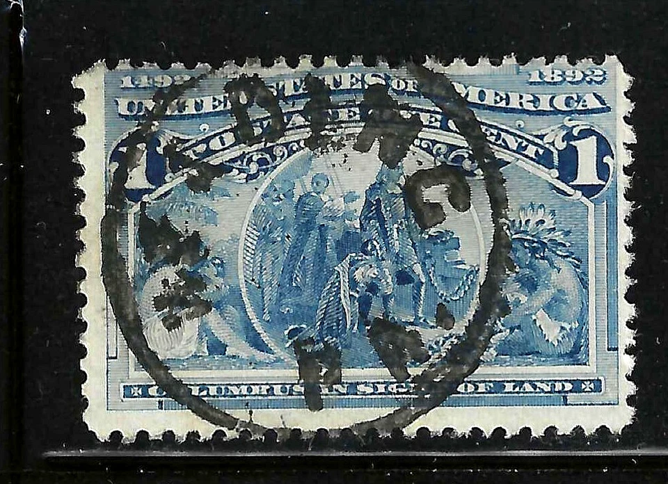 Sc #230 Reading & Springfield Town Fancy Cancel 1 Cent Columbian 1893 US 93B51 - Image 3 of 3