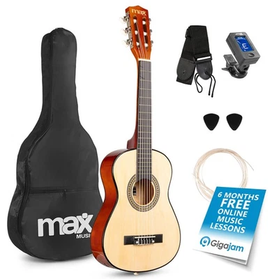MAXMUSIC SoloArt Junior 1/4 Classical Acoustic Guitar Kit - Best Starter Guitar for Kids