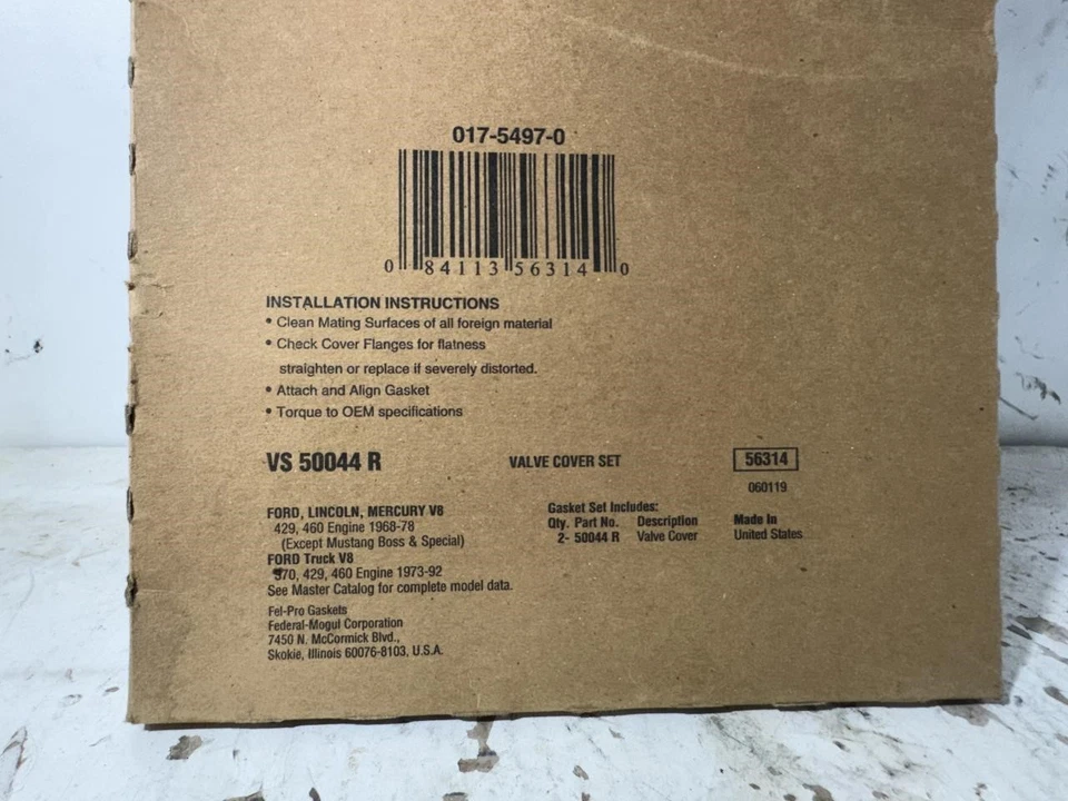 Juego de juntas de cubierta de válvula para camioneta Ford F-100 1974 (Fel-Pro #50044R) Foto 2 de 2