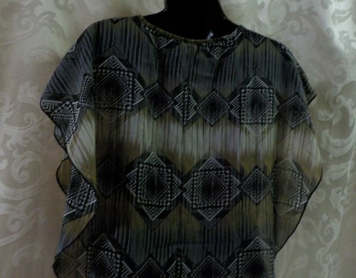 Notations Beaded Blouse Size S NWT Geometric Keyhole Sheer Overlay Sleeveless - Picture 7 of 12