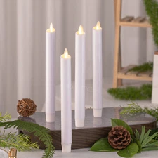  4pcs Luminara Flameless Battery Taper wax Candles  Remote Moving Wick 8" 