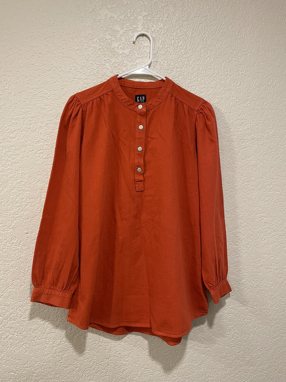 GAP Women's Small Half Button Down Orange Denim S… - image 1