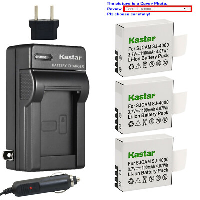 Kastar Battery AC Travel Charger for Eken PG1050 & Eko Ultra HD 4K Wifi Camera