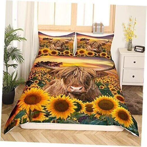 Highland Kuh Bettwäsche Set Kinder Sonnenblume Rinder Bettdecke voll - Bild 16 von 22