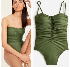J.Crew Ruched Sweetheart One Piece Swimsuit Safari Green Size 22 Plus BF176 118