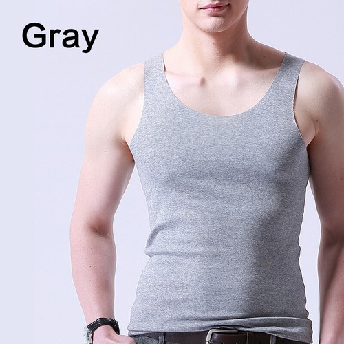 T-shirt uomo estate ghiaccio sottile seta collo a V sciolto senza maniche canottiere sportive - Foto 34 di 34