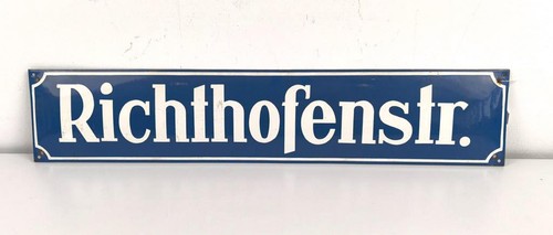 Strassenschild / Emailleschild " Richthofenstr." 18 x 90cm. Sicherlich nach 1945 - Bild 1 von 8