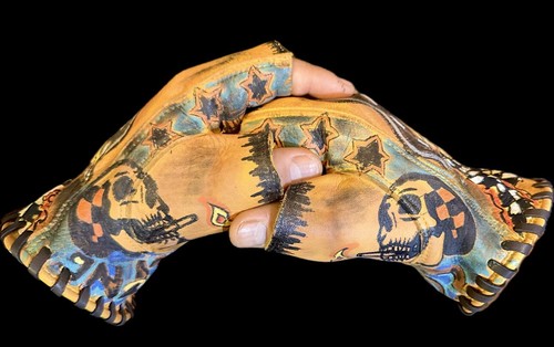 leather fingerless motorcycle gloves - Picture 7 of 19