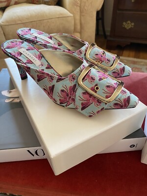 Casadei Mules Beedrill blue and fushia Eur 37 US 6.5