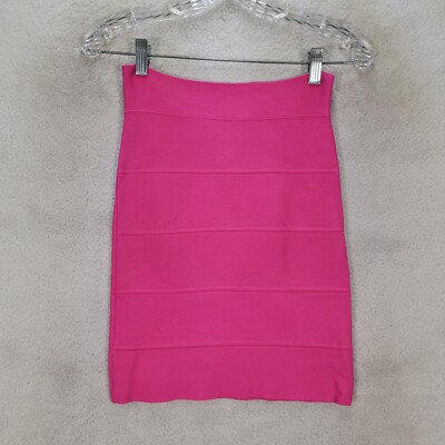 BCBGMaxazria Neon Pink Pull On Simone Bandage Sexy Pencil Womens Skirt Size S