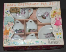 Vintage Kate Greenaway Tea Set Toy Miniature China Set Made in Japan in Box