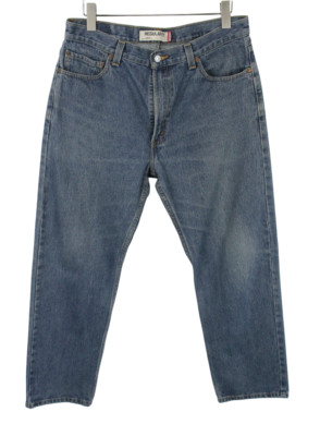 LEVI'S 505 Regular Fit Jeans Herren W36/L30 Reißverschluss Blau Ausgebleicht