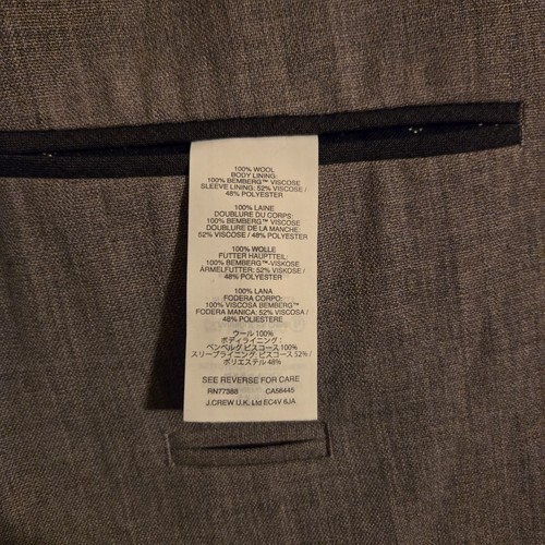 J.Crew Ludlow Traveler Mens Suit Jacket 42R Gray Wool Single Breasted Business - Picture 12 of 16