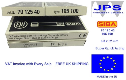 SIBA 70 125 40 Fuse 6.3x32mm Super Fast Acting -Pick Your Rating- type FF Pk5/10 - Picture 40 of 52