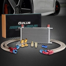 Universal 19 Row AN10 Aluminum Engine Oil Cooler + Thermostat Adaptor Kit