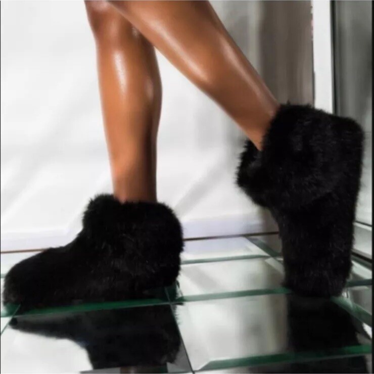 SAOLA UGG Amary pantofole pelliccia sintetica stivaletti suola scamosciata fodera lana caldo accogliente nero 8