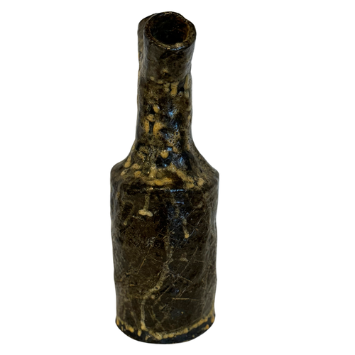 Rare Handmade Vase/Decorative Bottle – Abstract Brown & Beige with 2 openings - Picture 3 of 7