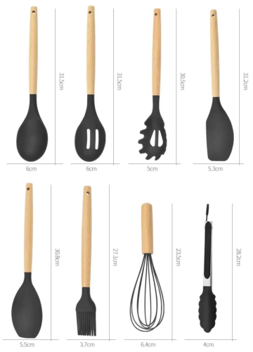 12PCS Food Grade Silicone Kitchen Cookware Utensils Turner Spatula Measuring Spo - Picture 7 of 16