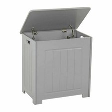 NEW GREY BATHROOM LAUNDRY STORAGE CHEST ORGANISER CABINET WOODEN LAUNDRY BASKET 