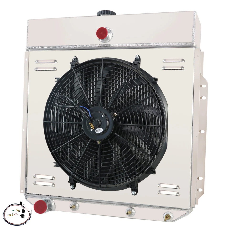 For 1953~1956 ford F-100 F250 F350 Truck V8 3 Row Aluminum Radiator+Shroud Fan - Image 3 of 4