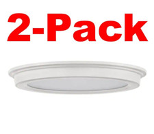 COMMERCIAL ELECTRIC 7 in. White Selectable LED Round Flush Mount, 2-Pack