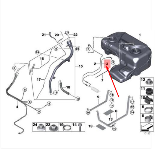 NEW BMW X5 E53 FUEL TANK RETURN LINE 16117175084 7175084 OEM | eBay 