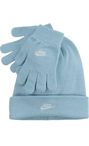 Nike Big Girls' Youth 8 - 20 Futura Beanie and Glove Set, Copa Blue, One Size - Picture 3 of 3