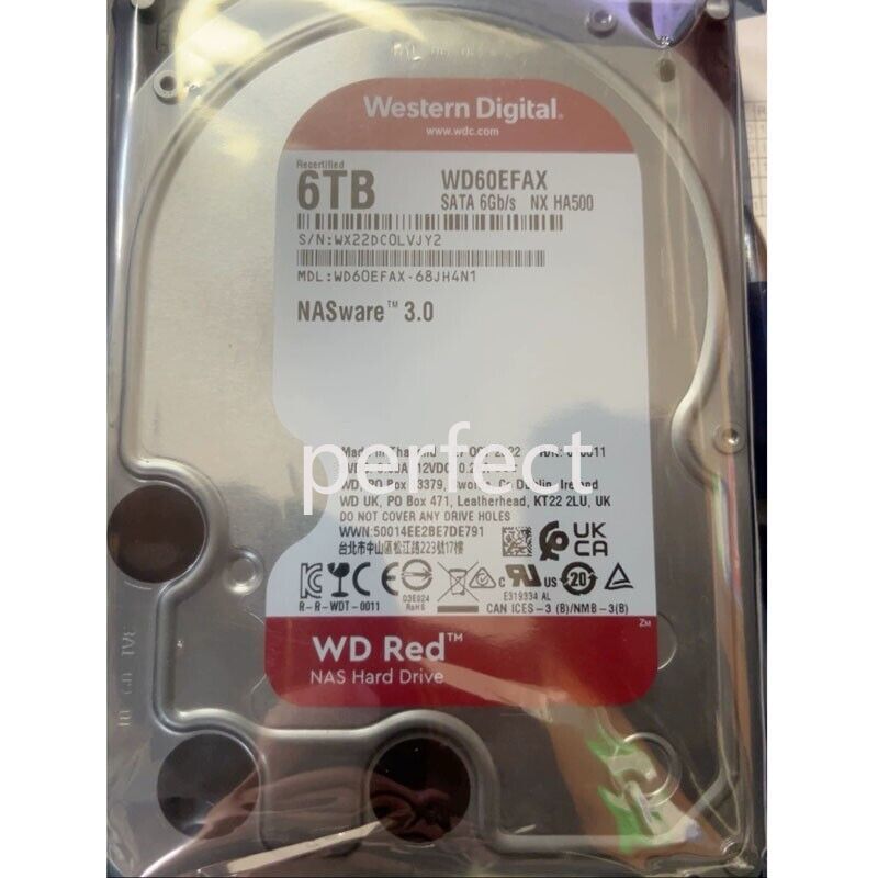 Western Digital WD Red NAS Hard Drive 6 TB WD60EFAX 5400 RPM