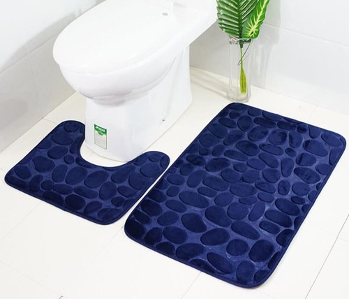 2 Teilig Badteppich Badvorleger Set Badvorleger Teppiche Badematte Rutschfest WC - Bild 8 von 30