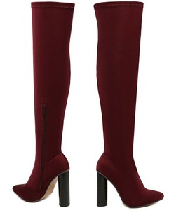 burgundy knee high boots uk