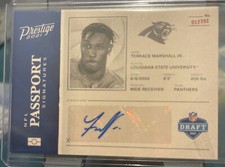 2021 Prestige Terrace Marshall JR. NFL Passport Signatures Auto LSU Panthers RC