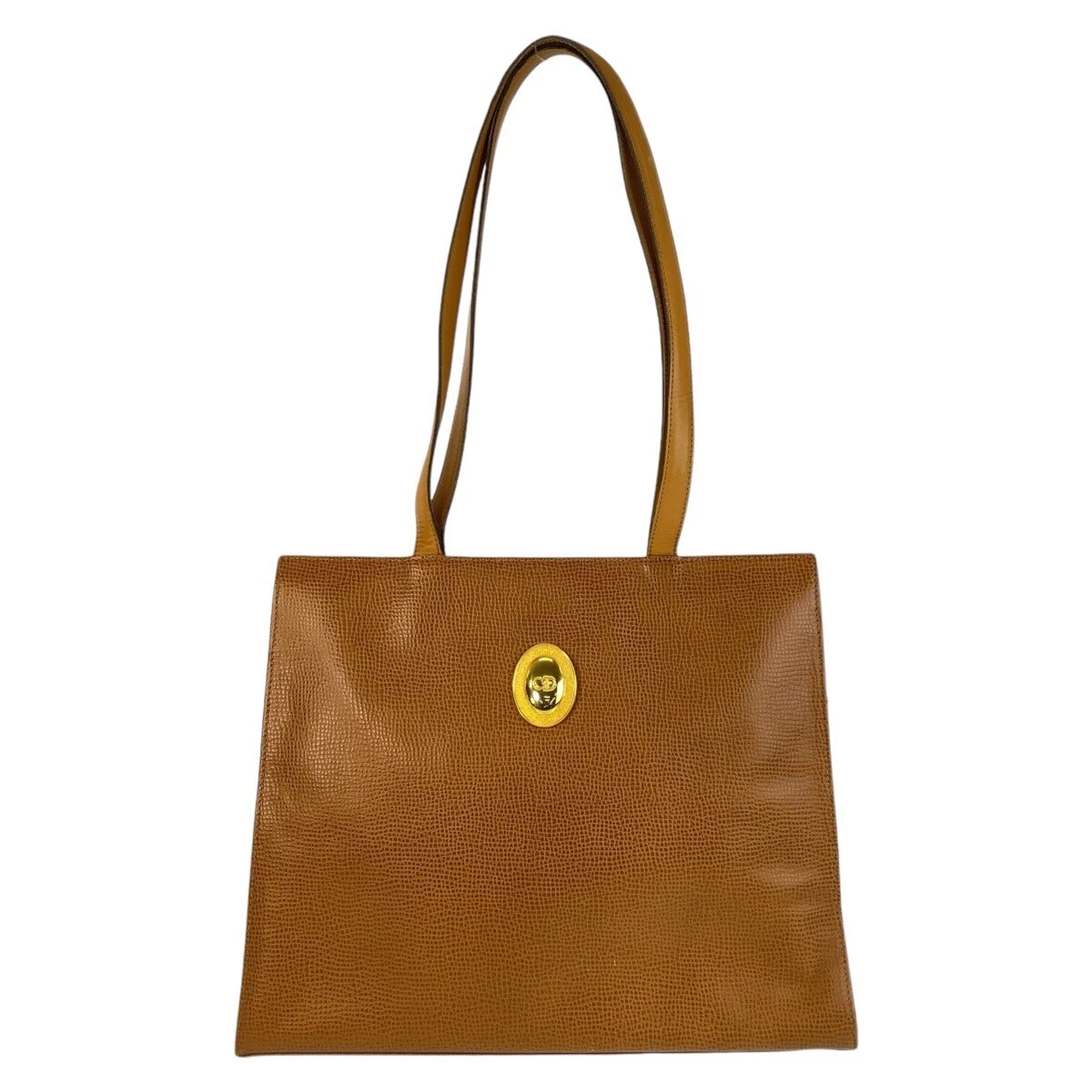 Christian Dior sac fourre tout vintage sac bandoulière marron or quincaillerie cuir