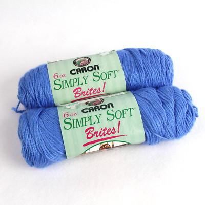 Caron Simply Soft Brites Yarn Berry Blue 6oz Skein #4 Medium Acrylic Lot of 2