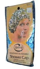 GOODY Shower Cap BOUFFANT REVERSIBLE Hair Accessory BLUE FLOWERS NOS Vtg 70's