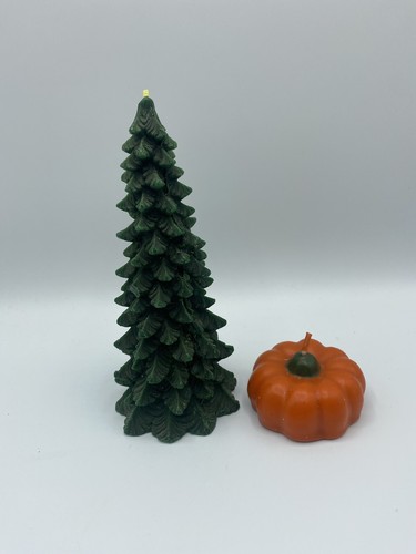 (2) Candles Tree Shaped Boston Warehouse 7" Tall + Unbranded Pumpkin Unburned - Picture 2 of 10