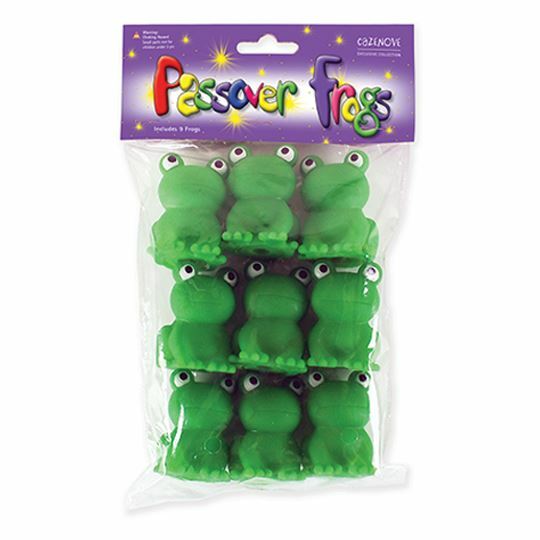 9 Green Plastic Squeaky Frogs for Passover Jewish Seder 10 Plagues Pesach Toy