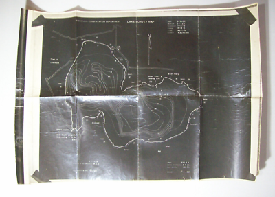 #ad #ad Vintage 1955 Beaver Lake Wisconsin Survey Map Wisconsin Conservation Department $15.30