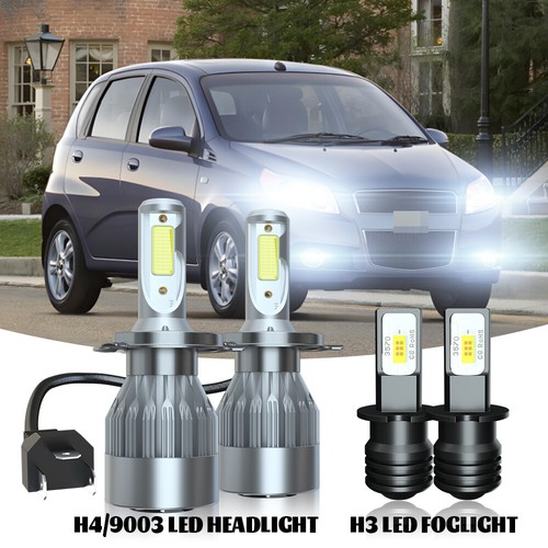 for Chevy Aveo/Aveo5 2009-2011 4x 6000K LED Hi/Lo Headlight + Fog Lights Bulbs