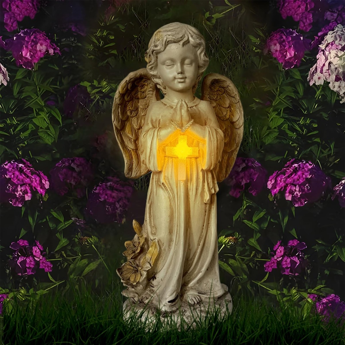 Solar Engel Für Friedhof & Garten – Wasserdichte Harz-Figur Mit Solarleuchte Für Draußen