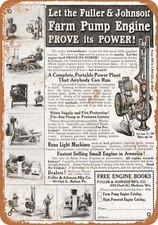METAL SIGN - 1910 Fuller & Johnson Farm Pump Engine -- Vintage Look
