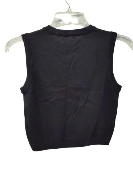 Chaleco Suéter Claiborne Niño Y2K Negro Nuevo con Etiquetas Talla 5/6 Rojo/Blanco Diseño Sin Mangas Foto 3 de 4